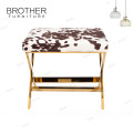 Good Quality Upholstered wooden Stool french ottoman / velvet bench